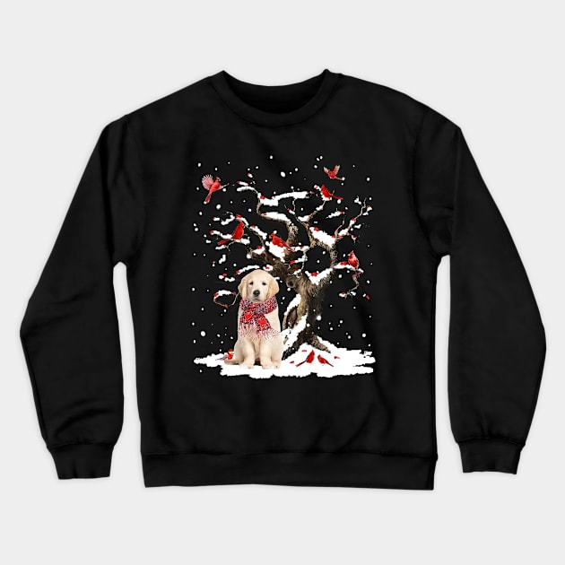 Golden Retriever Scarf Cardinal Snow Christmas Crewneck Sweatshirt by Benko Clarence